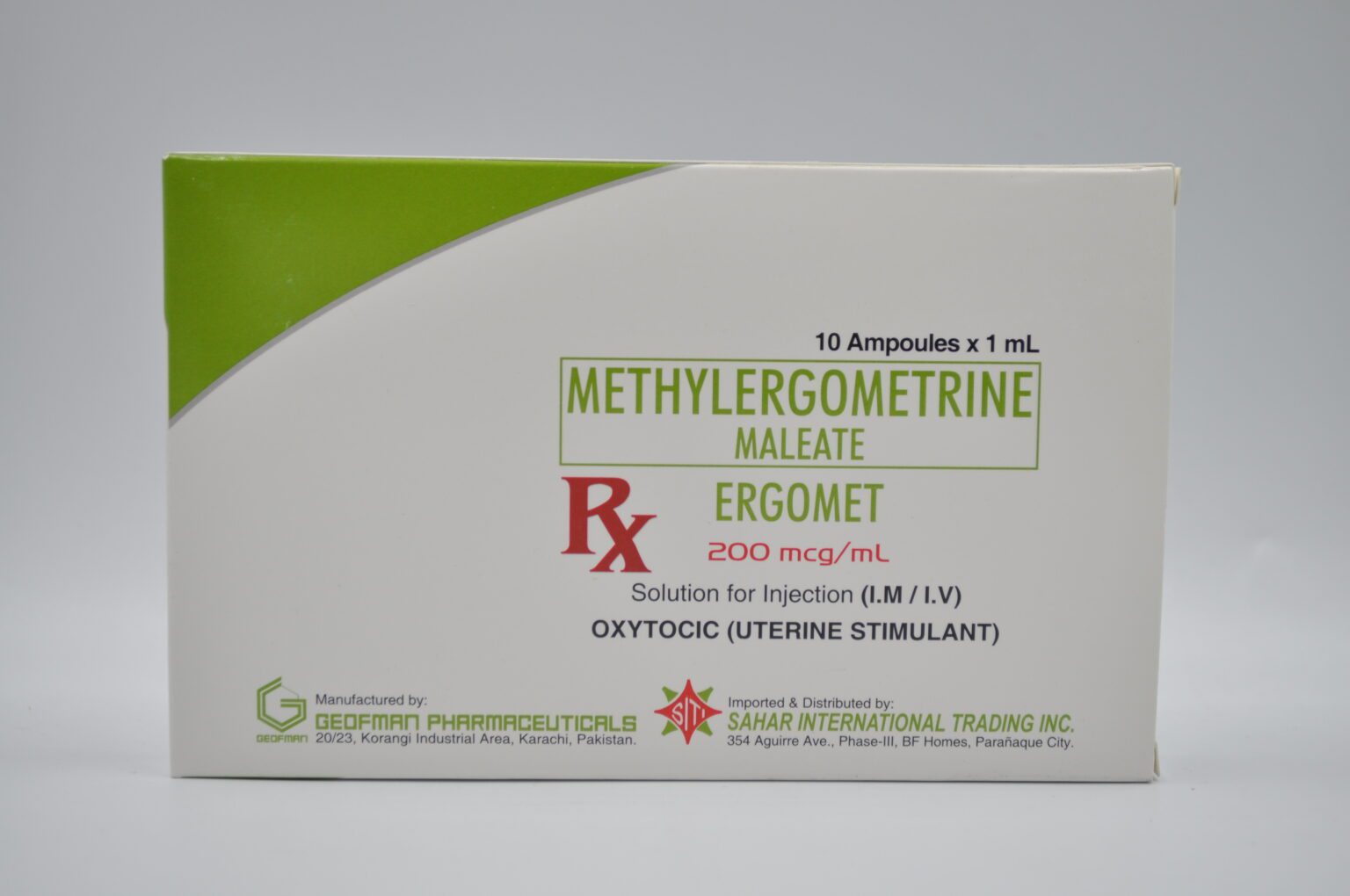 METHYLERGOMETRINE MALEATE ERGOMET Sahar Pharma