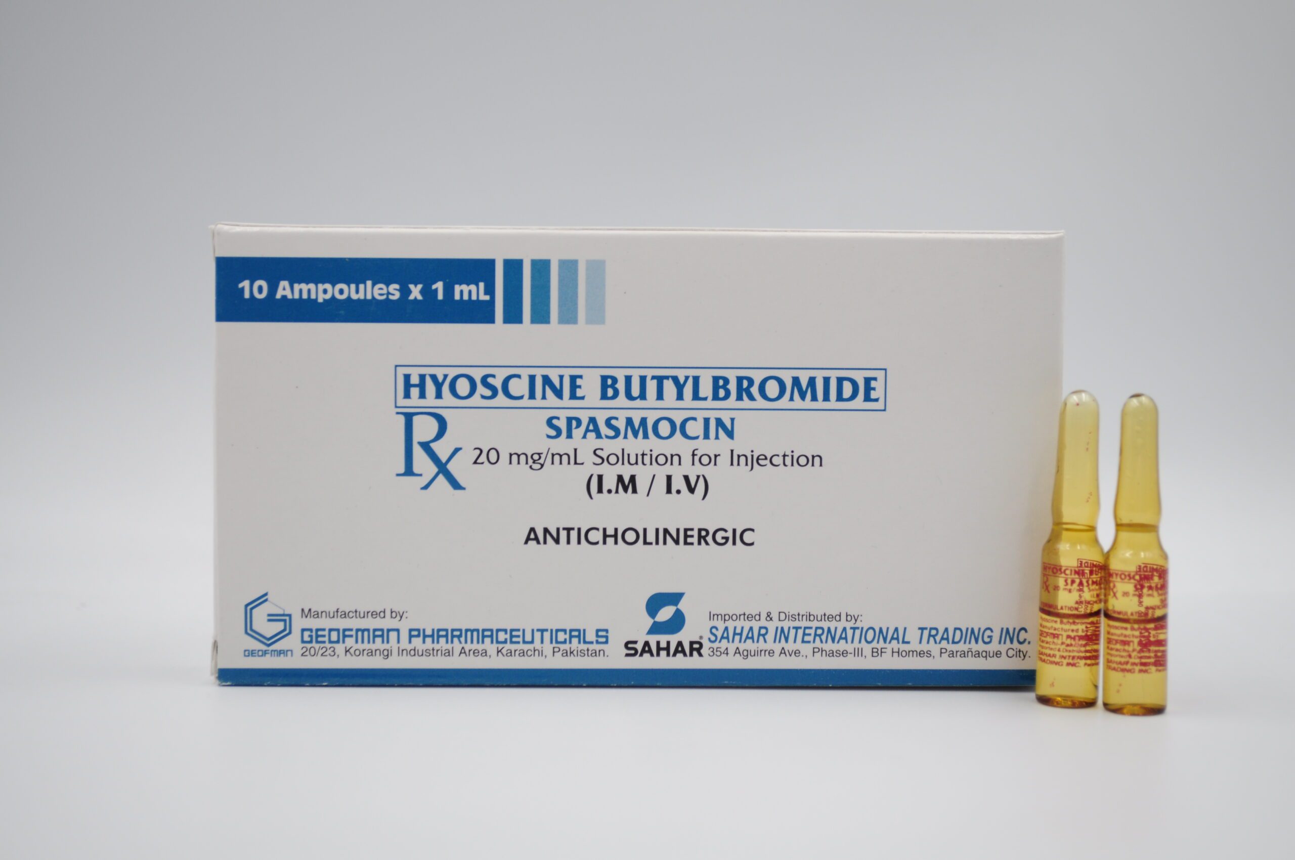 HYOSCINE BUTYLBROMIDE 20MG/ML (SPASMOCIN)