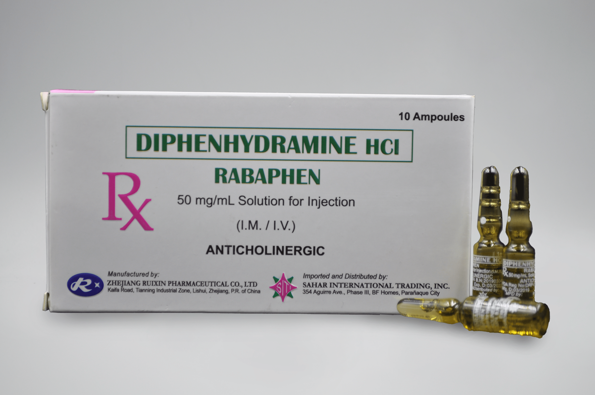 DIPHENHYDRAMINE HCI (RABAPHEN) 50 mg/mL